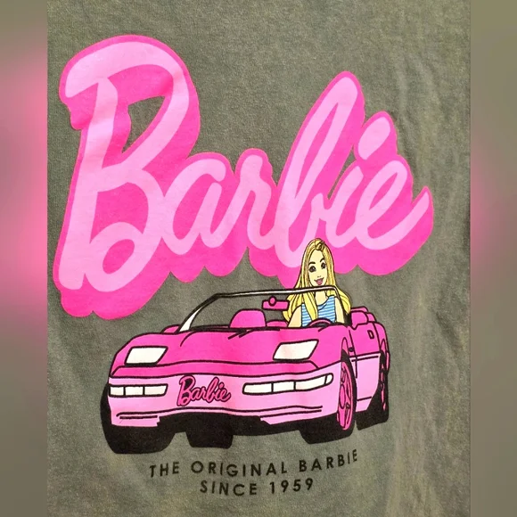Barbie Anniversary Corvette Cut Off Cropped Top Casual Shirt Womens Size Small - Picture 3 of 5